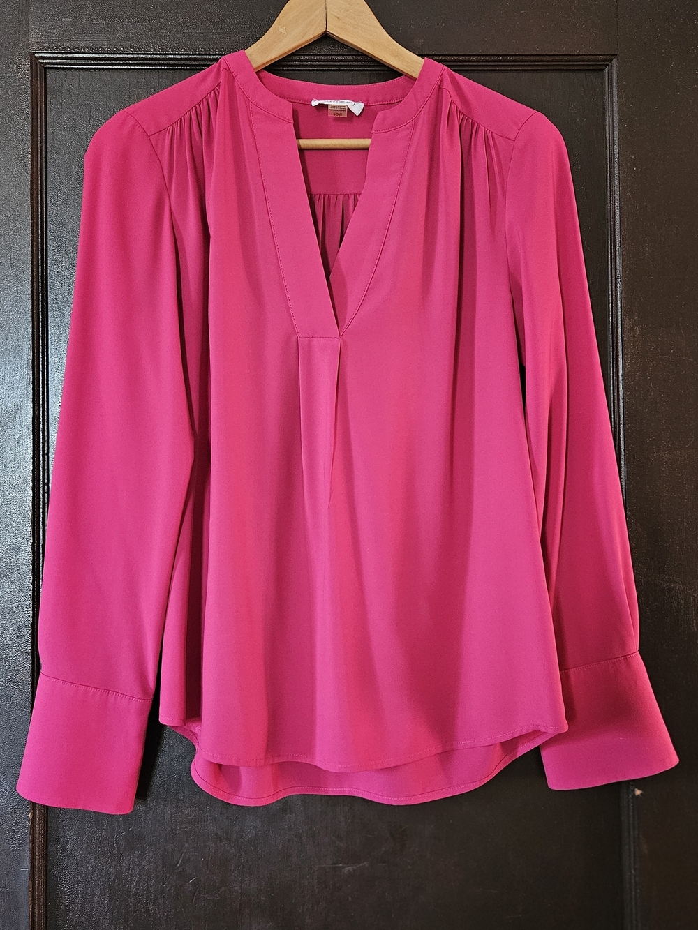 Calvin Klein Bright Fuchsia V-Neck Long Sleeve Blouse